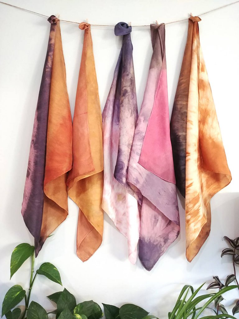 Naturally Dyed Silk Bandanas Naturally Dyed Silk Bandanas